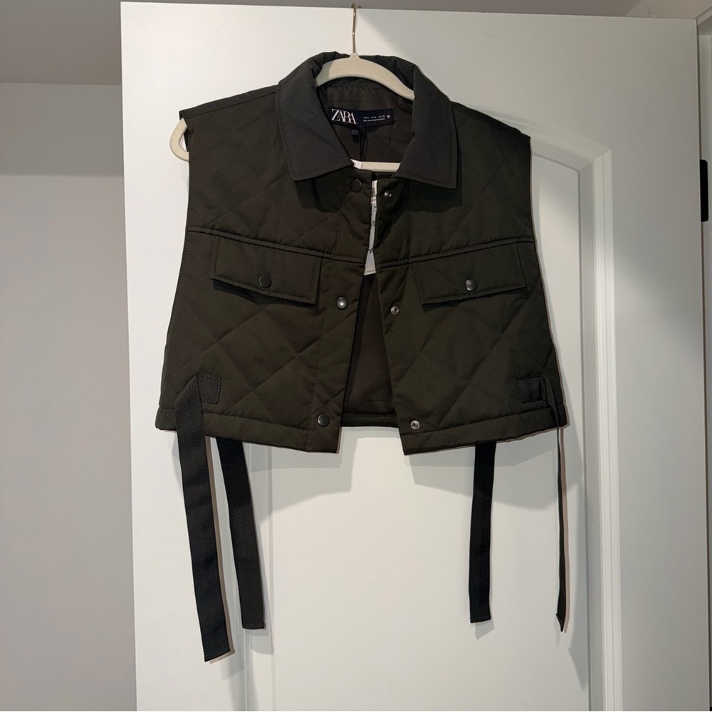 Zara Olive Quilted Vest